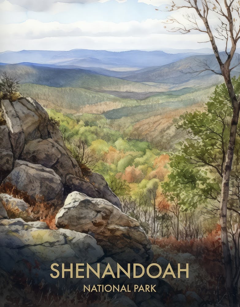 Shenandoah  National Park Watercolour Vintage Travel Poster 2