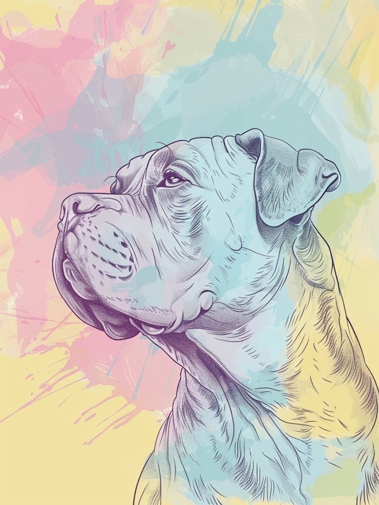 Cane Corso Dog Pastel Line Painting 1