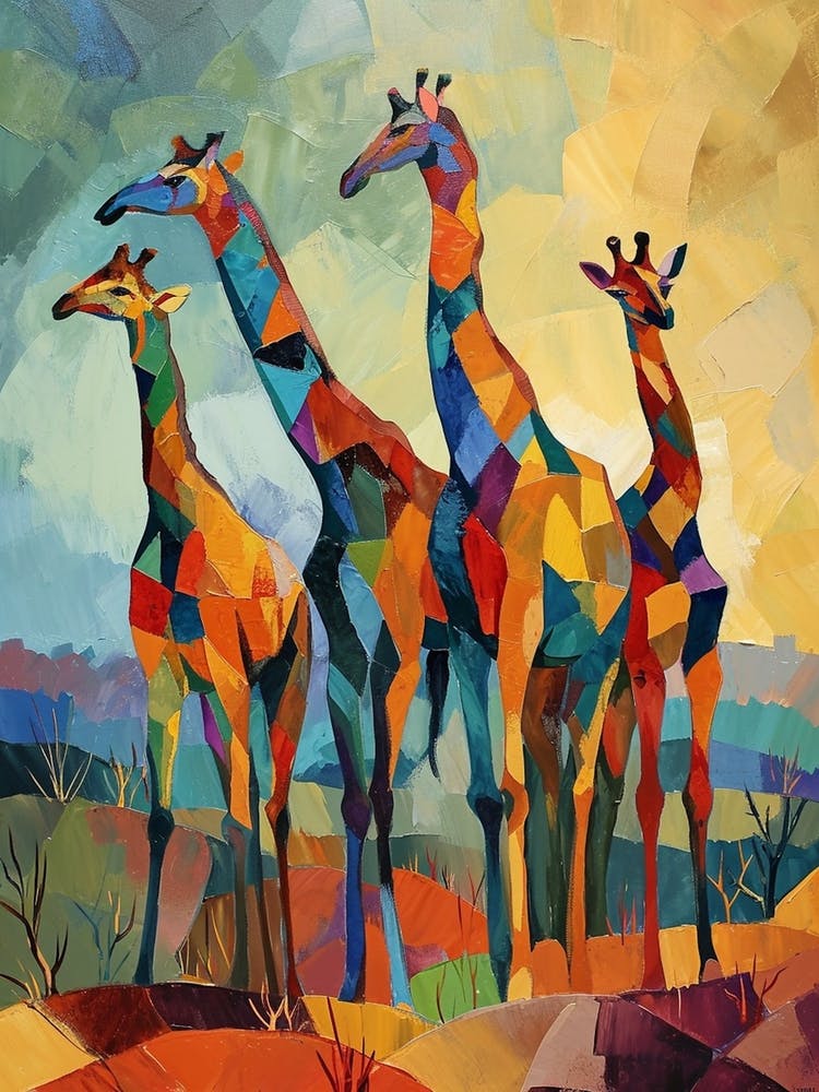 Geometric Warm Tone Giraffes 1
