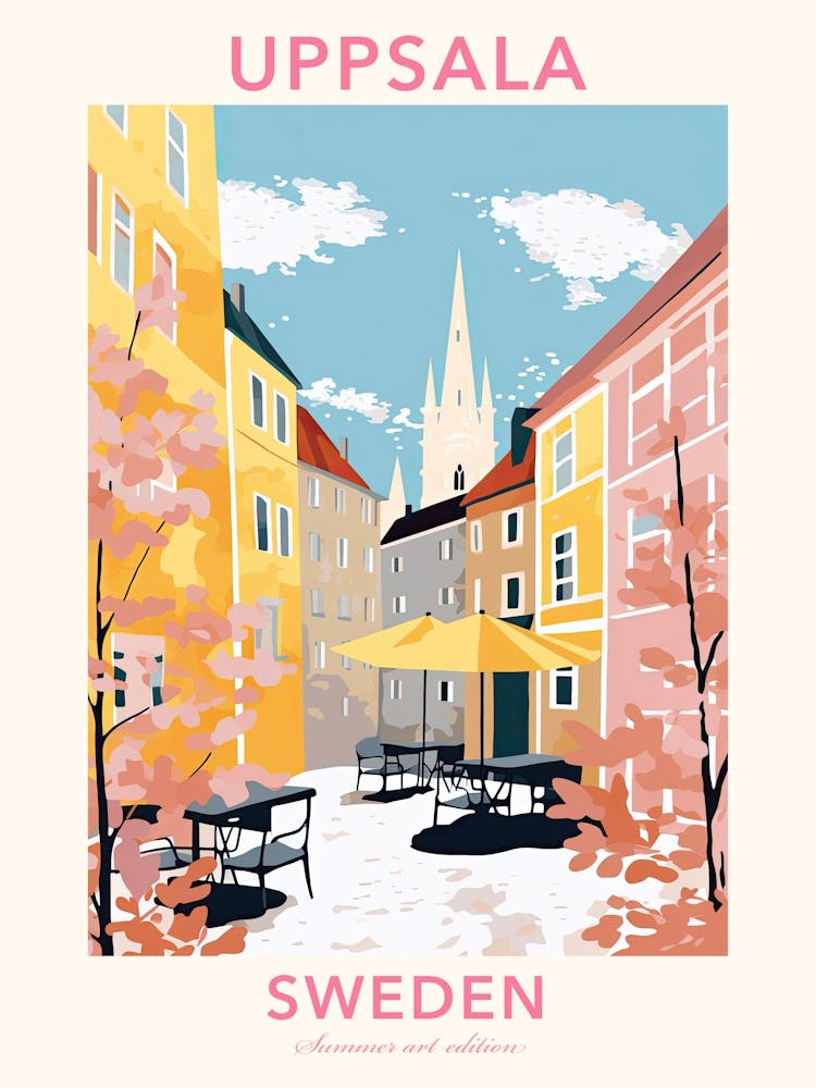 Uppsala, Sweden, Flat Pastels Tones Illustration 1 Poster