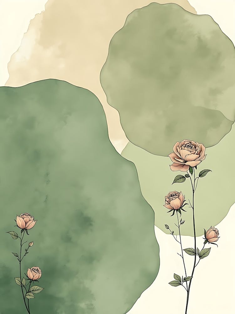 Abstract Sage Botanical Whimsy