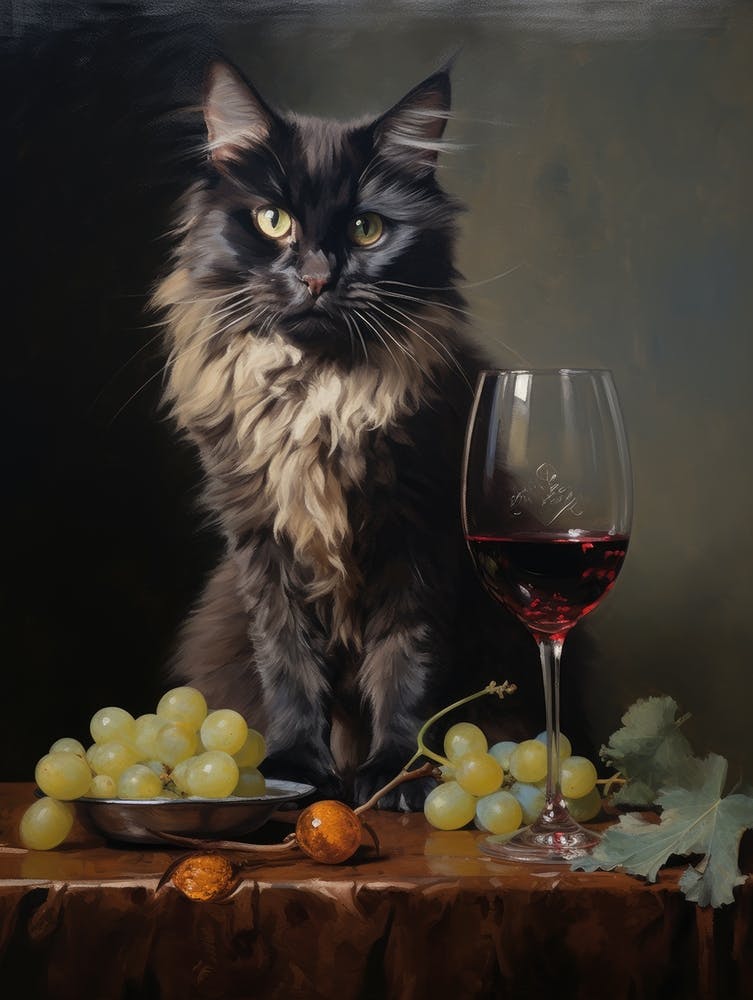 Cat With Grapes