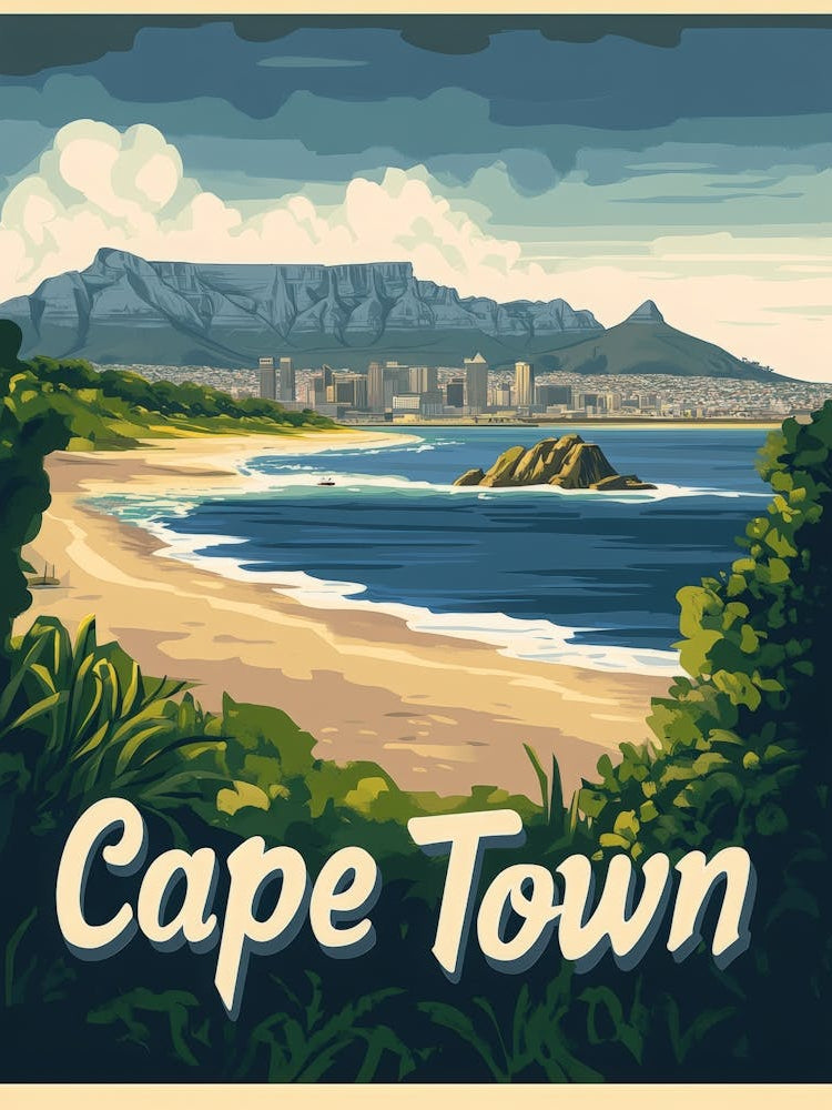 Aihrgdesign A Mid Century Modern Travel Poster For Cape Town