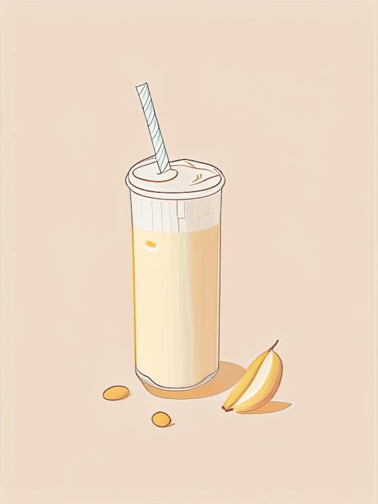 Almond Milkshake Dairy Food Minimal Line Drawing 3