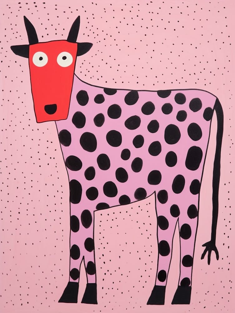 Pink Polka Dot Cow 1