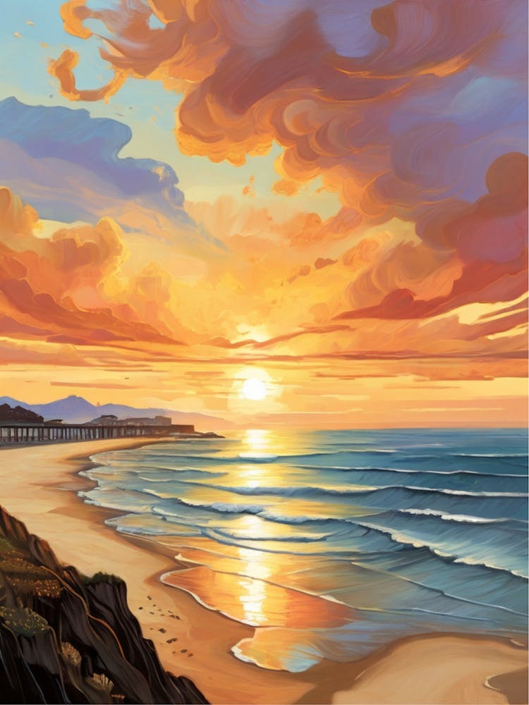 Sunset At The Beach.Vincent Willem Van Gogh, frescoes.2