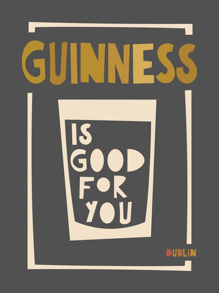 Guinness Print Ireland Alcohol Poster Mid Century Modern Kitchen Print Retro Poster Foodie Gift Handmade Barware Pop Culture Print