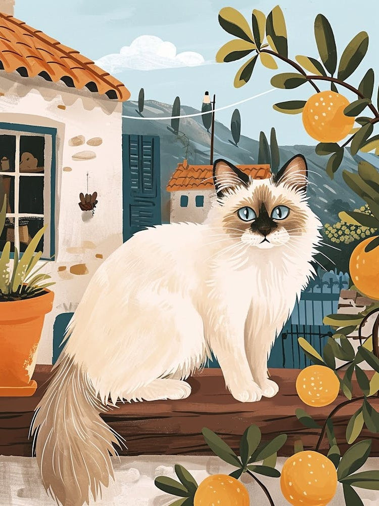 Birman Cat Storybook Illustration 4