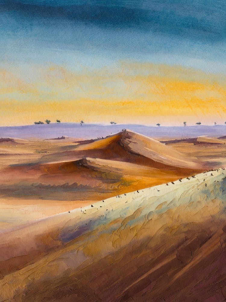 Panoramic View Of The Sahara Desert At Twilight