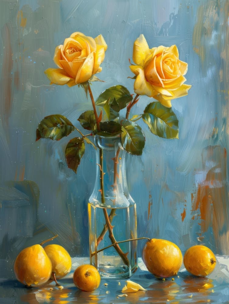 Yellow Roses In A Vase 4