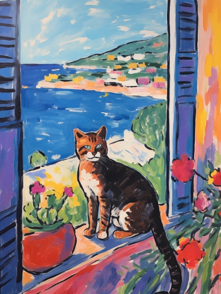 Painting Of A Cat In Saint Tropez France 2