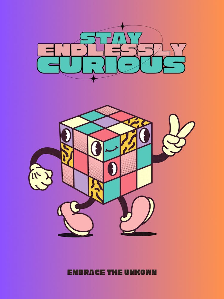 Stay Endlessly Curious Retro Cartoon Wanderlust Quote 1