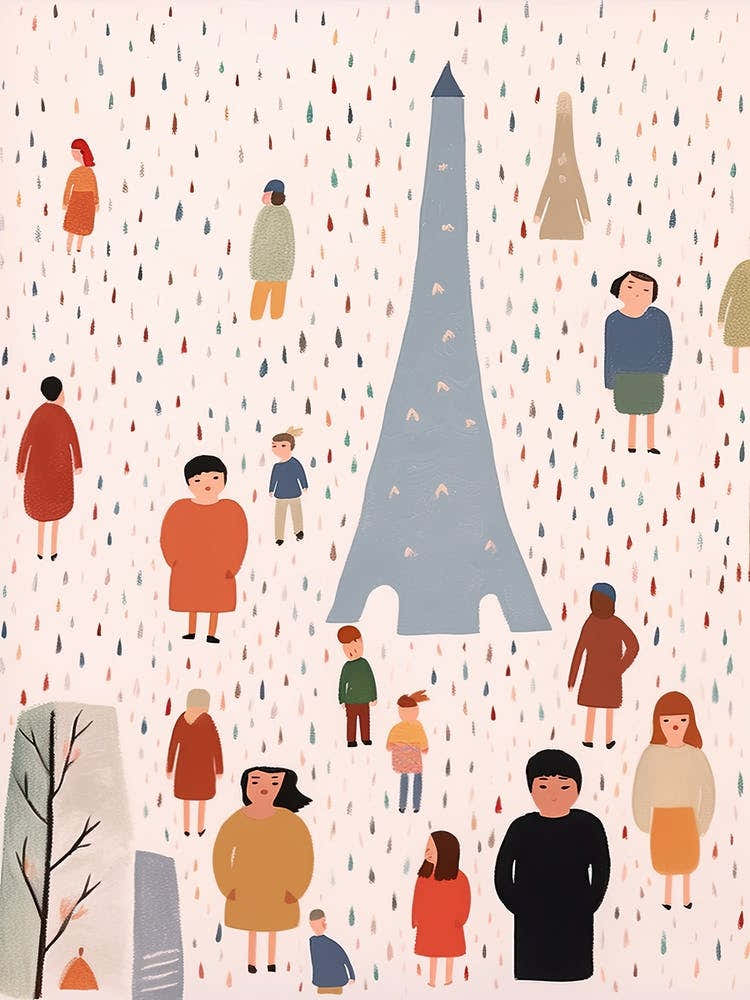 In Paris With The Eiffel Tower Scene, Tiny People And Illustration 3