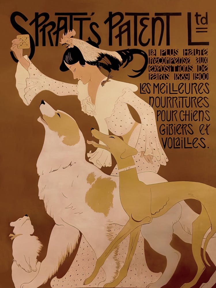Spratt's Woman and Dogs Vintage Poster