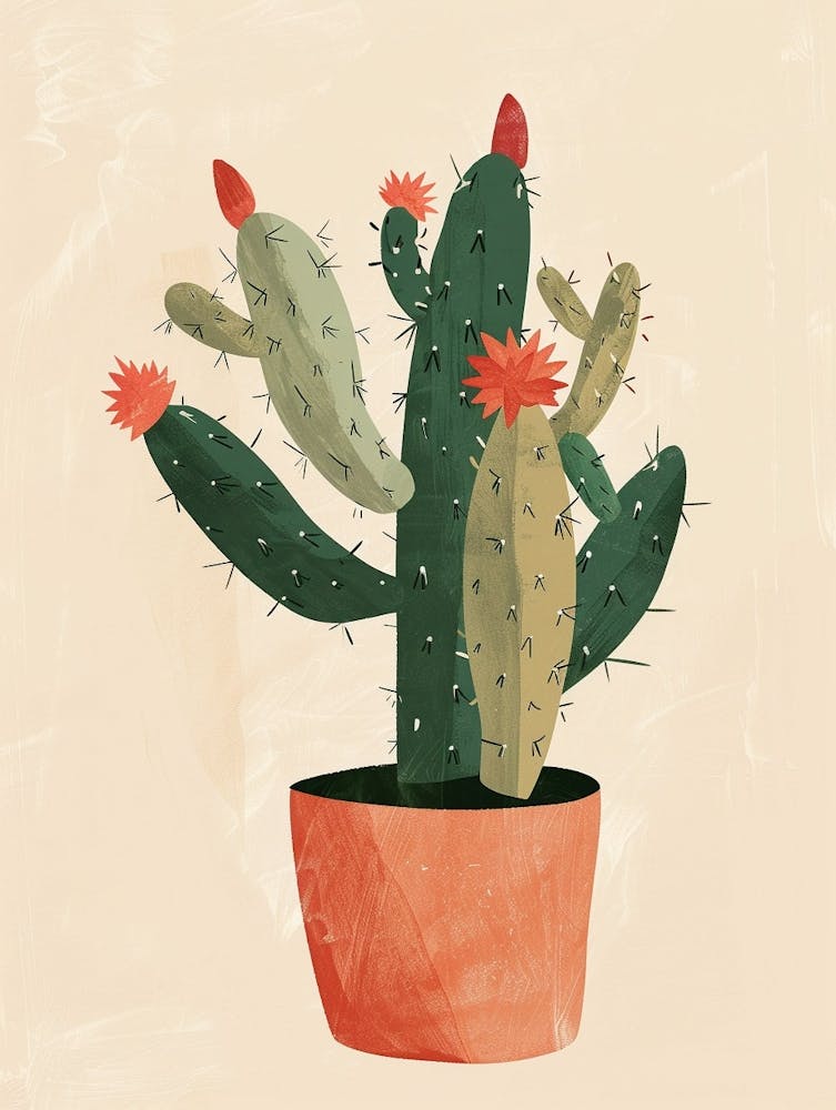 Christmas Cactus Plant Minimalist Illustration 9