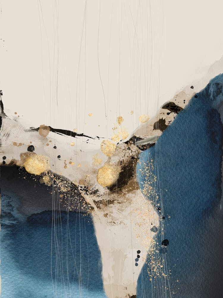 Navy Blue Gold Abstract 1 1