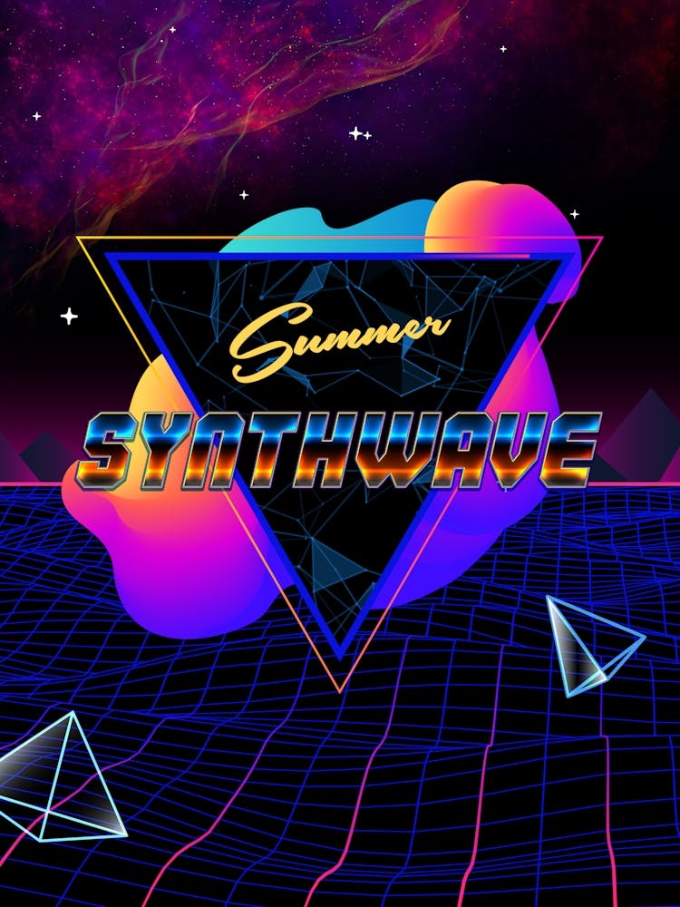 Neon synthwave horizon #1 [synthwave/vaporwave/cyberpunk] — aesthetic retrowave neon poster