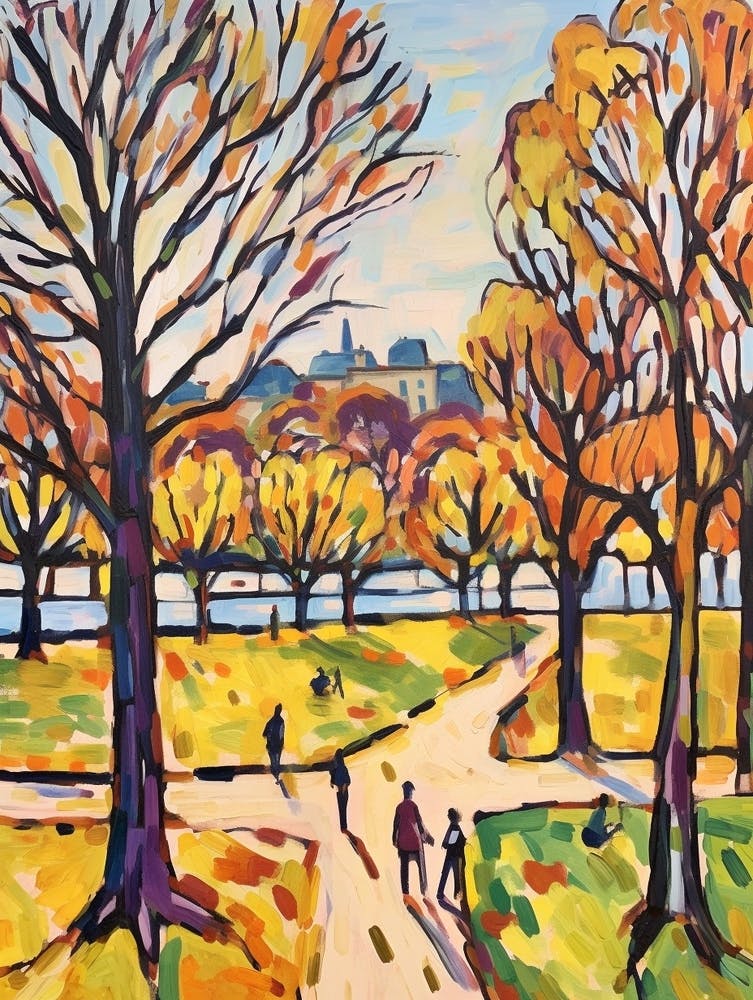 Autumn City Park Painting Kensington Gardens London 3