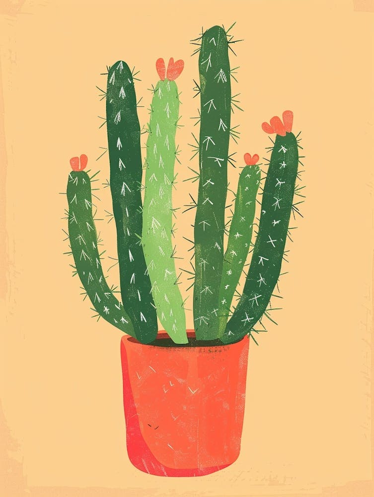 Christmas Cactus Plant Minimalist Illustration 1