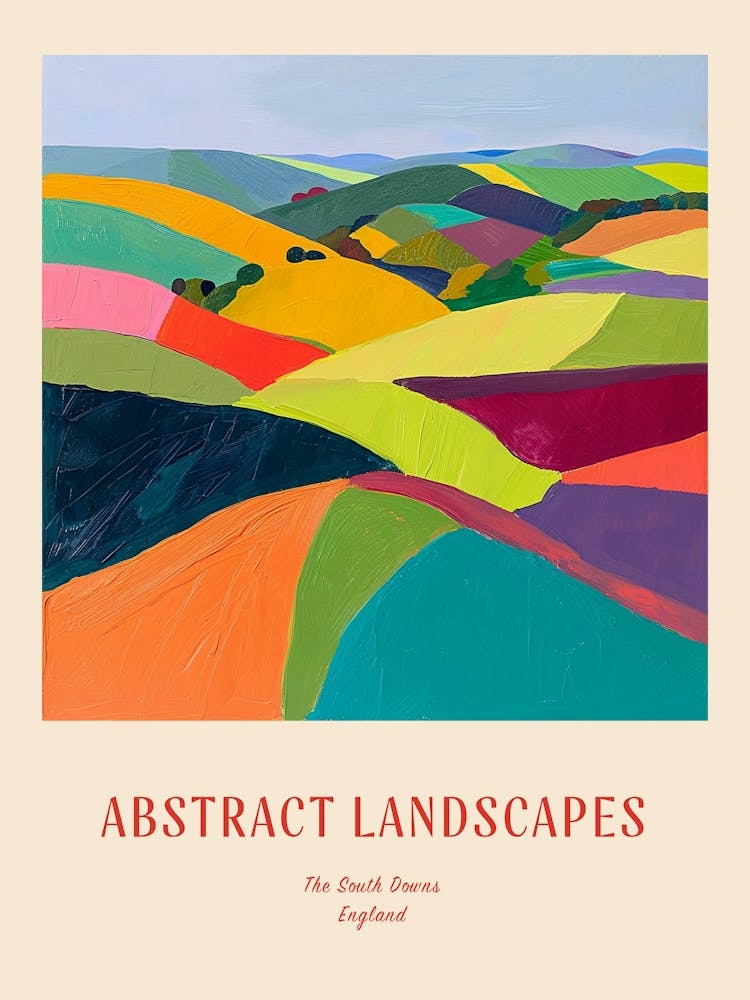 Colourful Abstract The South Downs England 3 Poster