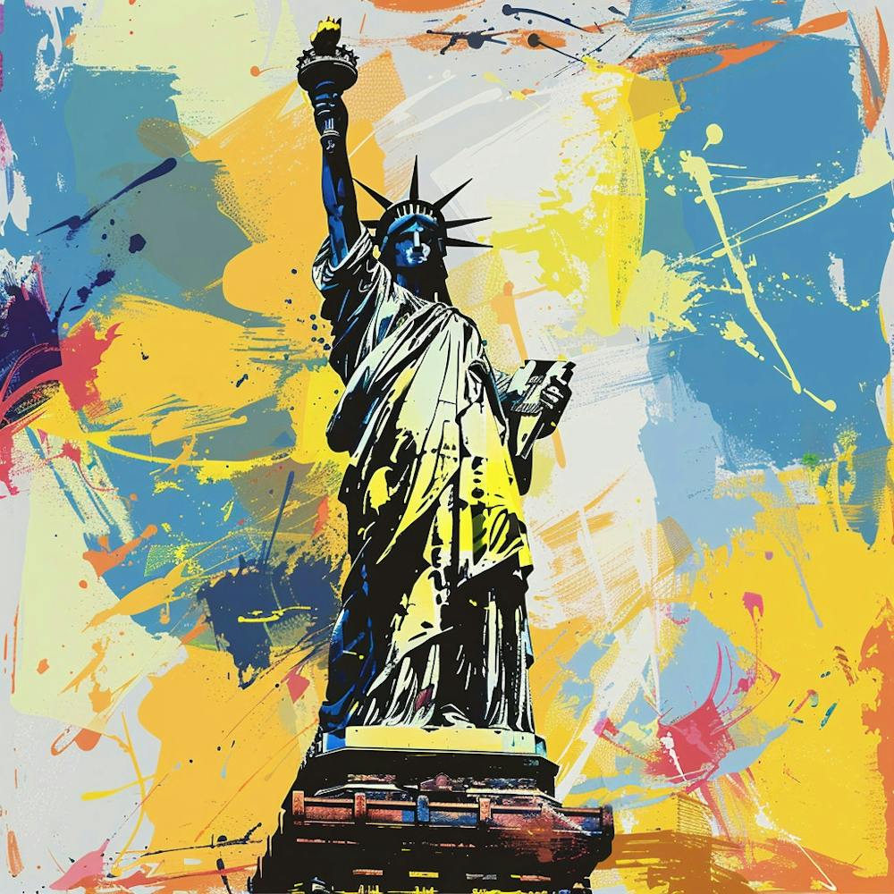 Statue Of Liberty Color Splatter Modern
