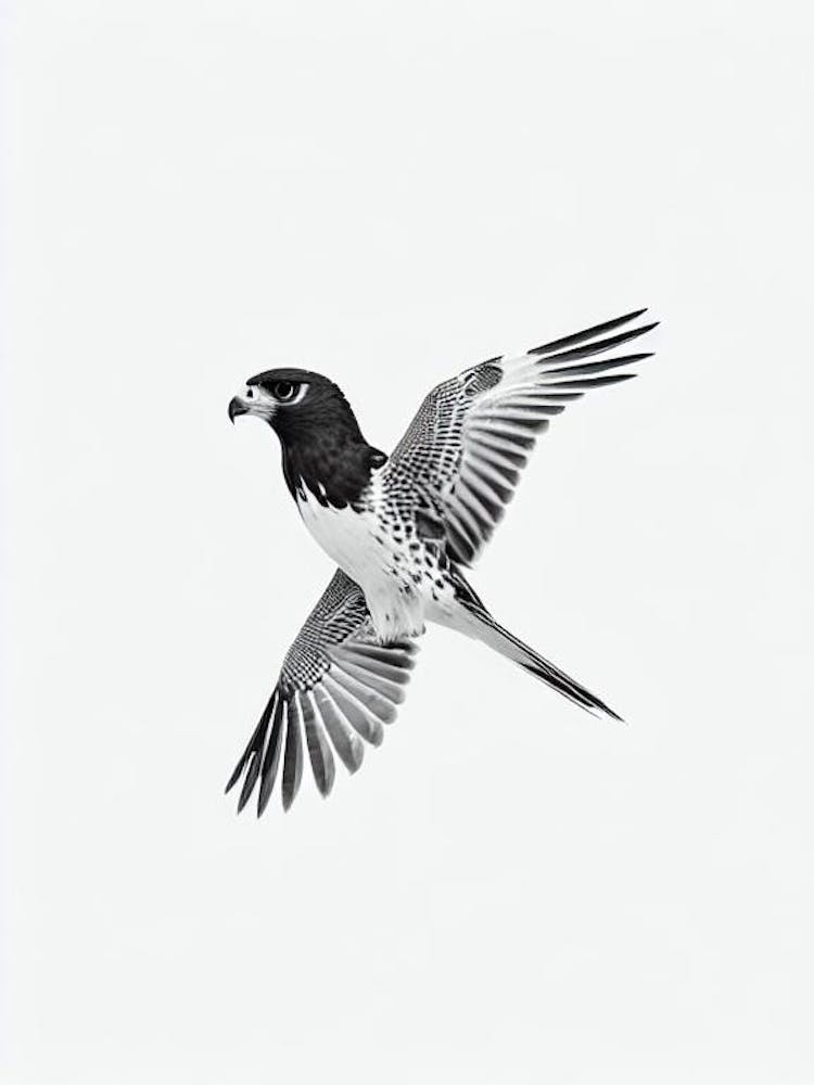 Falcon B&W Pencil Drawing 4 Bird