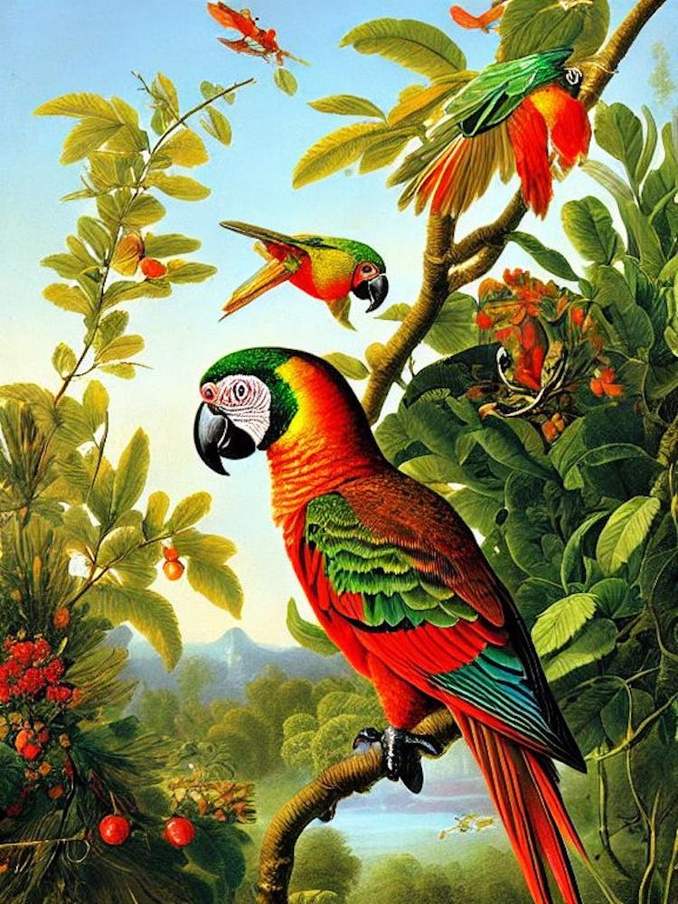 Parrot Haeckel Style Vintage Illustration Bird