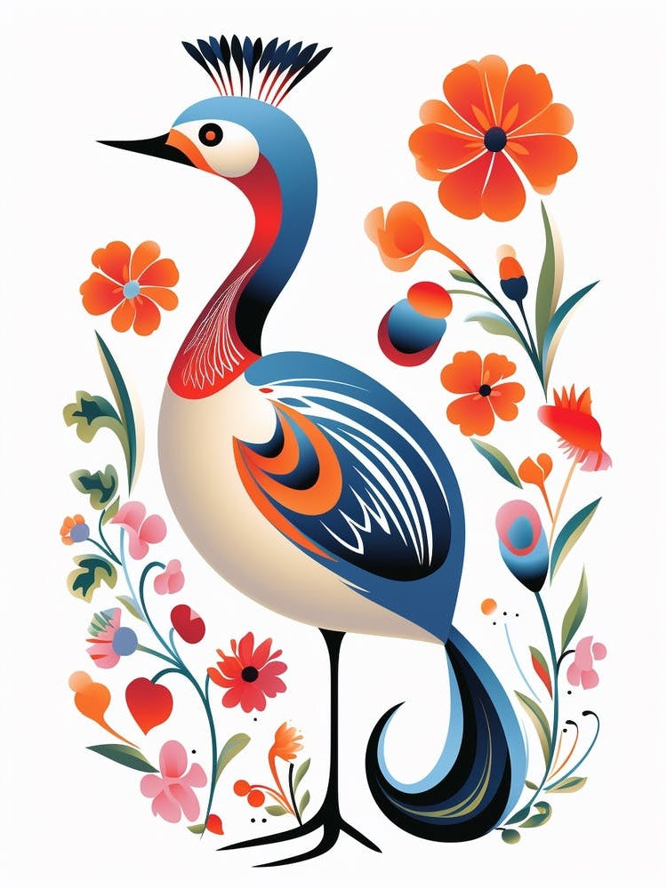 Scandinavian Bird Illustration Grebe 4