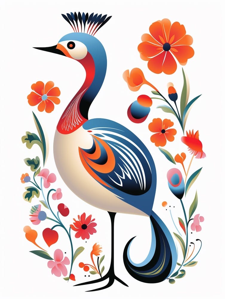 Scandinavian Bird Illustration Grebe 4