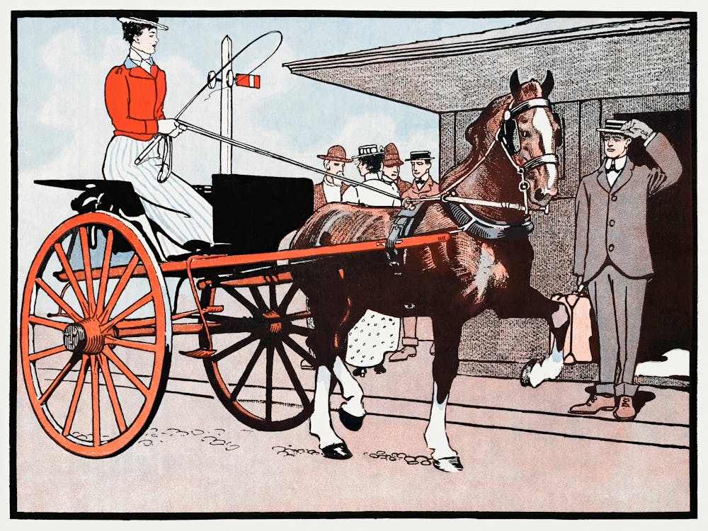 Woman In A Horse Carriage, Edward Penfield