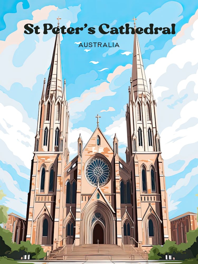 St Peters Cathedral Australia Travel Illustration
