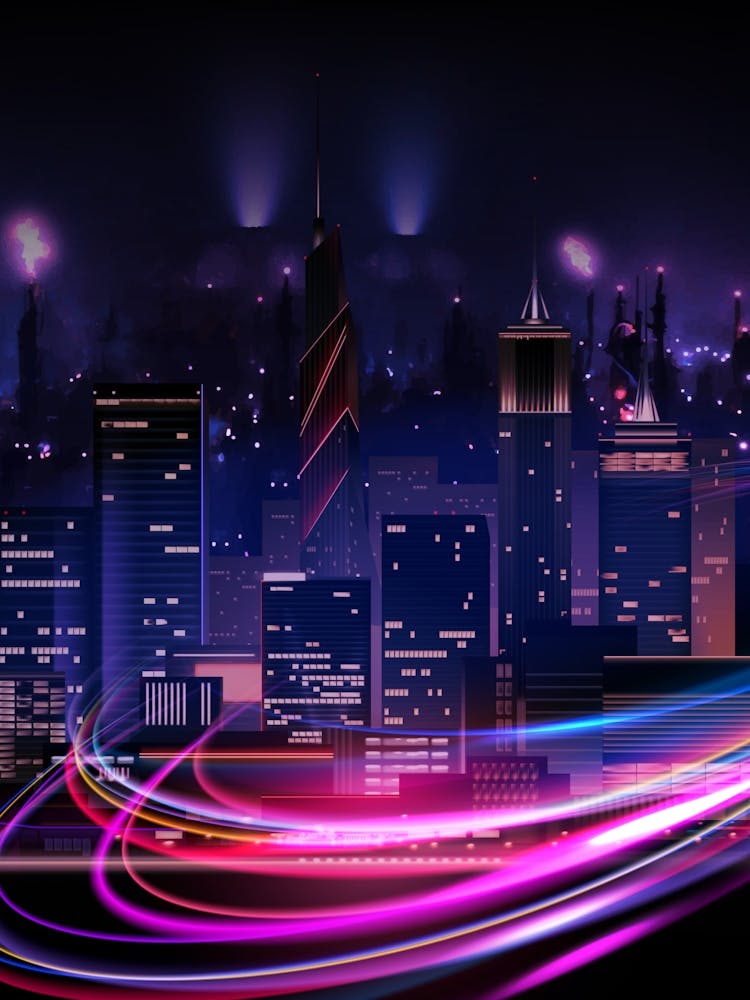 Neon city: fast lights #3 (synthwave/vaporwave/retrowave/cyberpunk) — aesthetic poster