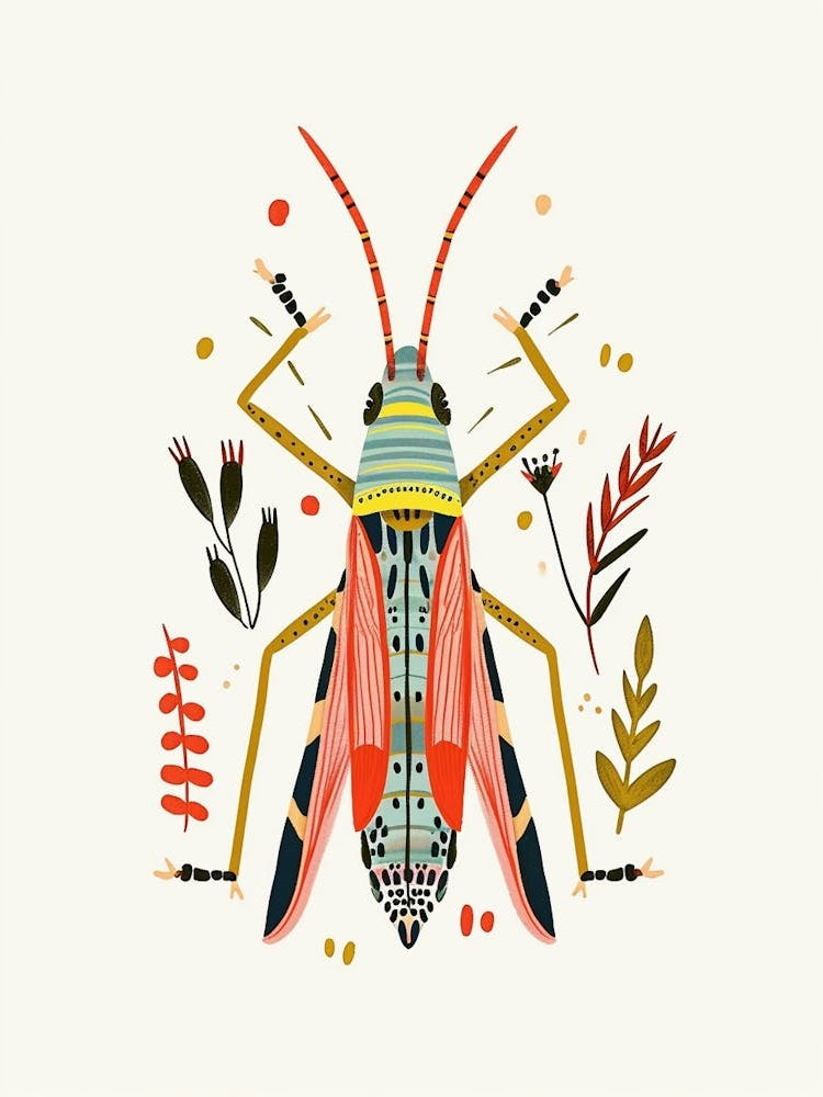 Colourful Insect Illustration Grasshopper 6