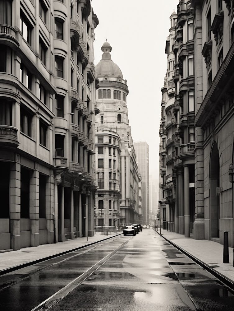 Bilbao, Spain, Black And White Old Photo 1