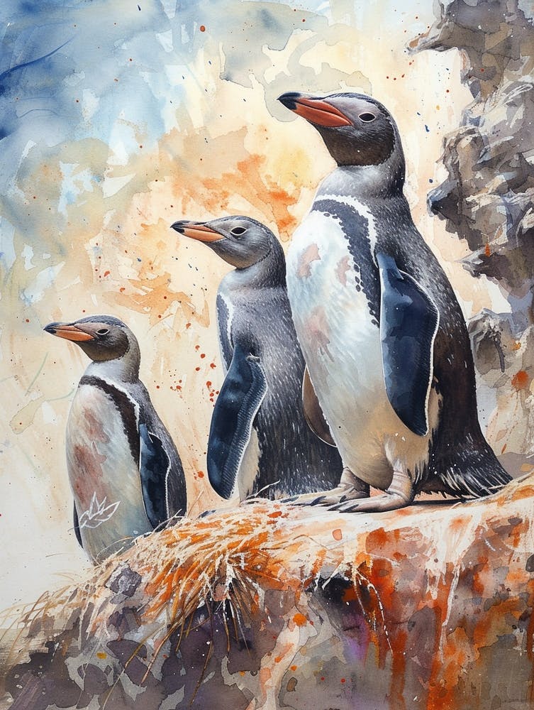 Humboldt Penguin Zavodovski Island - Peinture à l'Aquarelle 2