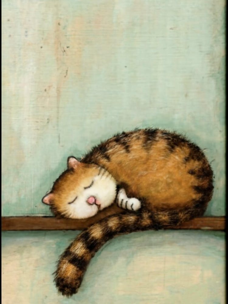Sleeping cat wall art poster