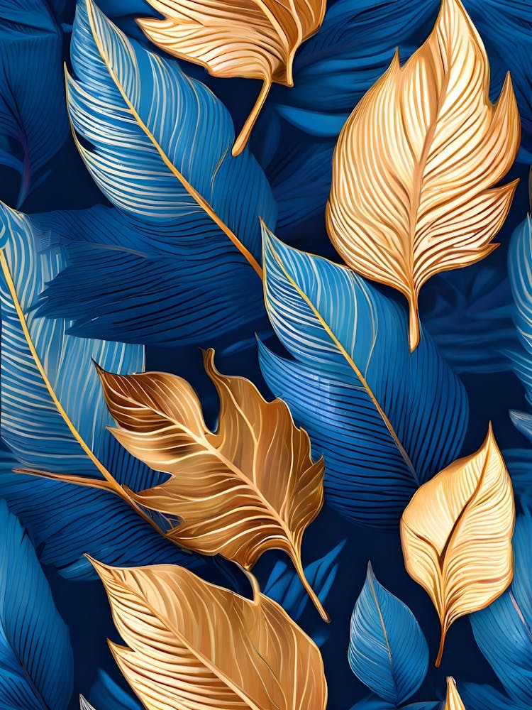 Feuilles Dorées et Bleues 3