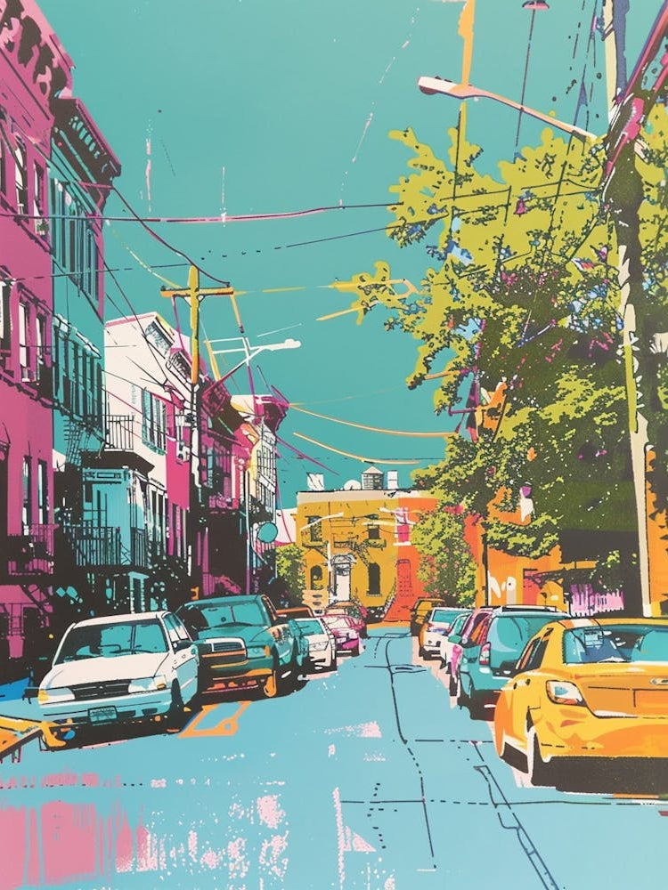 Queens New York Colourful Silkscreen Illustration 4