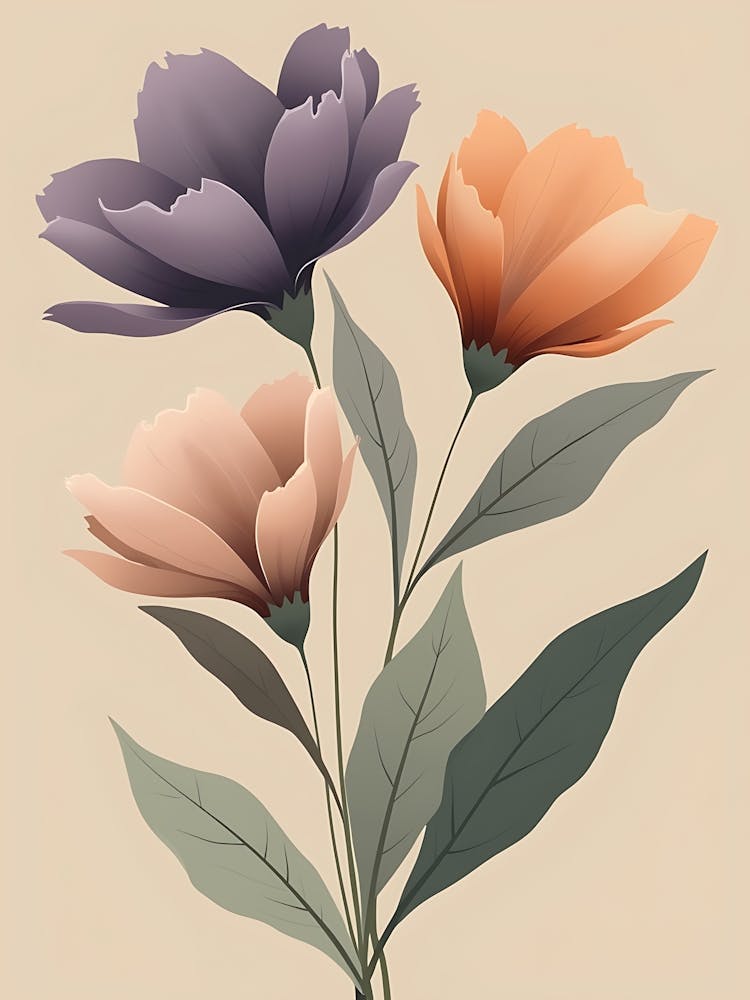 Delicate Hand-Drawn Flowers | Aesthetic Botanical Art for Elegant Interiors