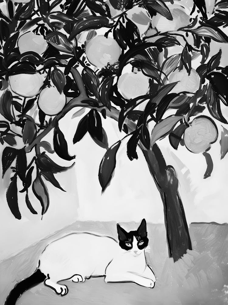 Cat Under The Orange Tree