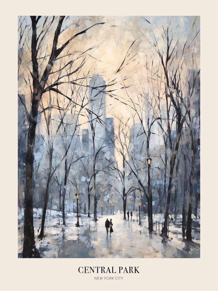 Winter City Park Poster Central Park New York City 2