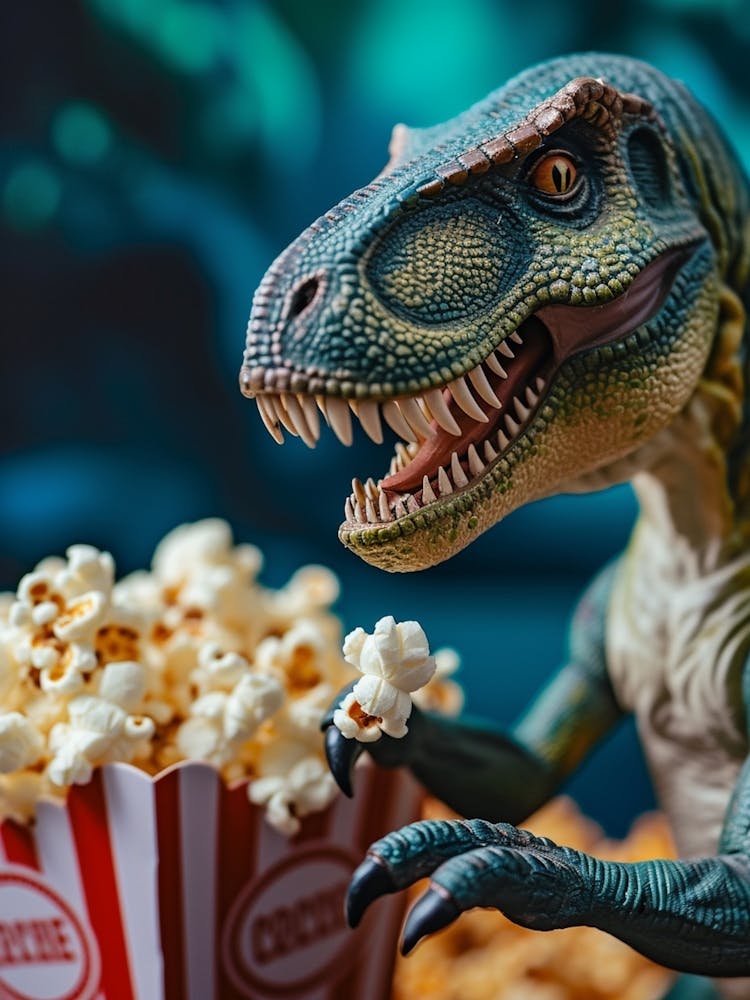 Toy Dinosaur Eating Popcorn 1