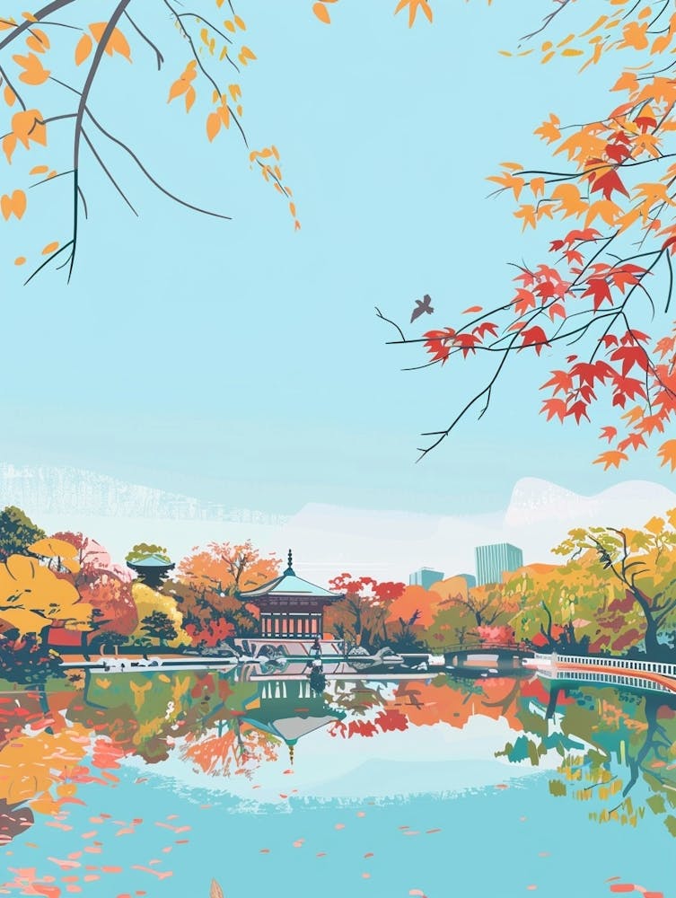 Ueno Park Tokyo 3 Colourful Illustration