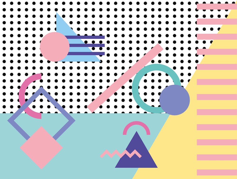 Motif Memphis Synthwave Rétro Nostalgie Années 80 Dreamwave Œuvre Formes Abstraites Pastel