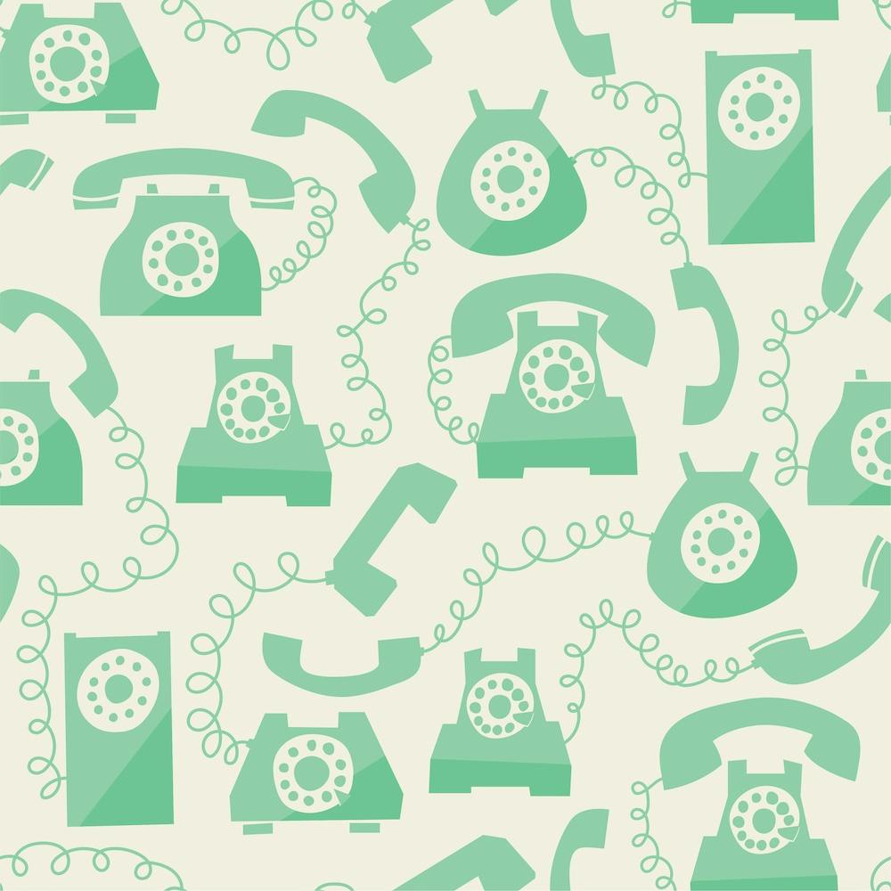 Green Vintage Telephones Seamless Pattern