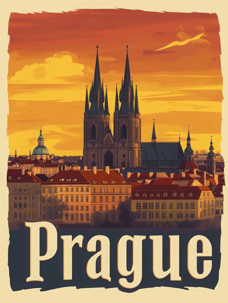 Aihrgdesign A Retro Travel Poster For Prague Featuring The Go 7dc88c83 Aa2b 4a92 8bb1 352ae03f198f 1