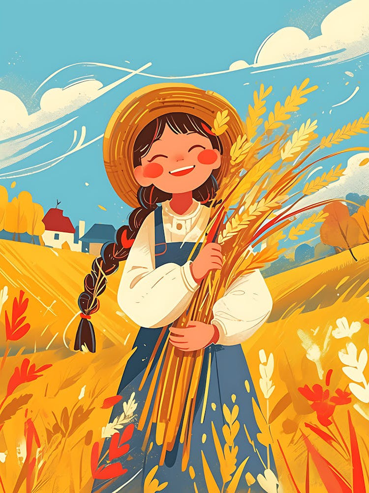 Cute Little Girl In A Wheat Field 6
