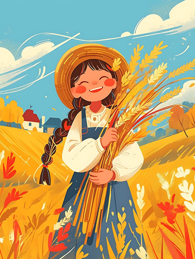 Cute Little Girl In A Wheat Field 6