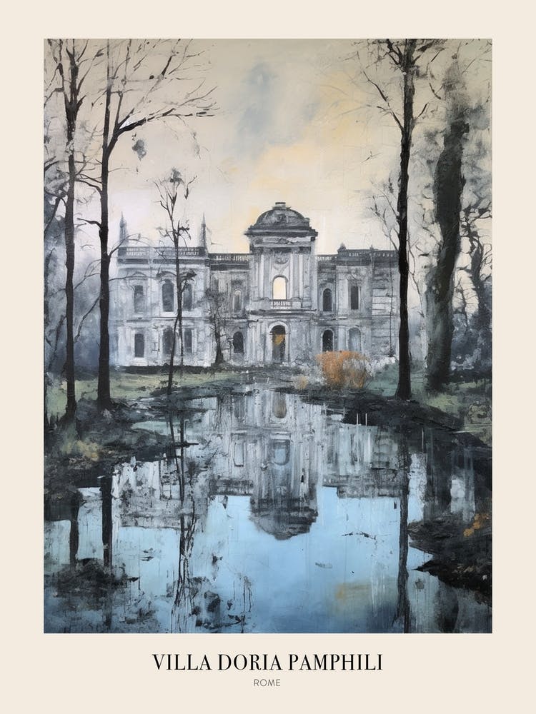 Winter City Park Poster Villa Doria Pamphili Rome Italy 2