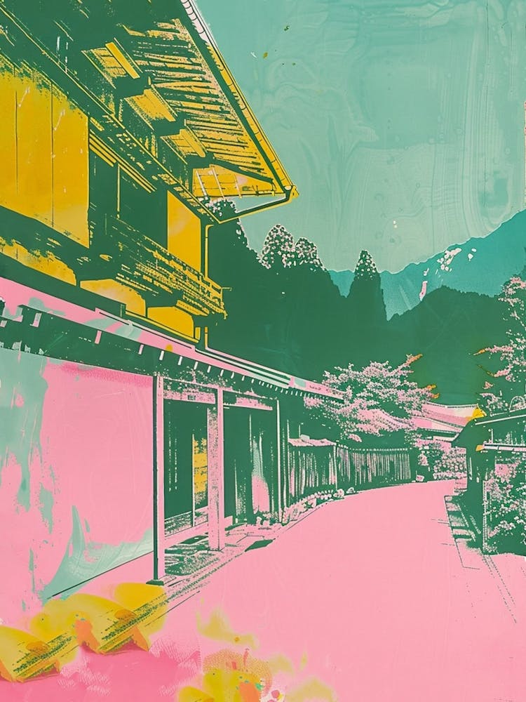 Shirakawago Japan Duotone Silkscreen 1